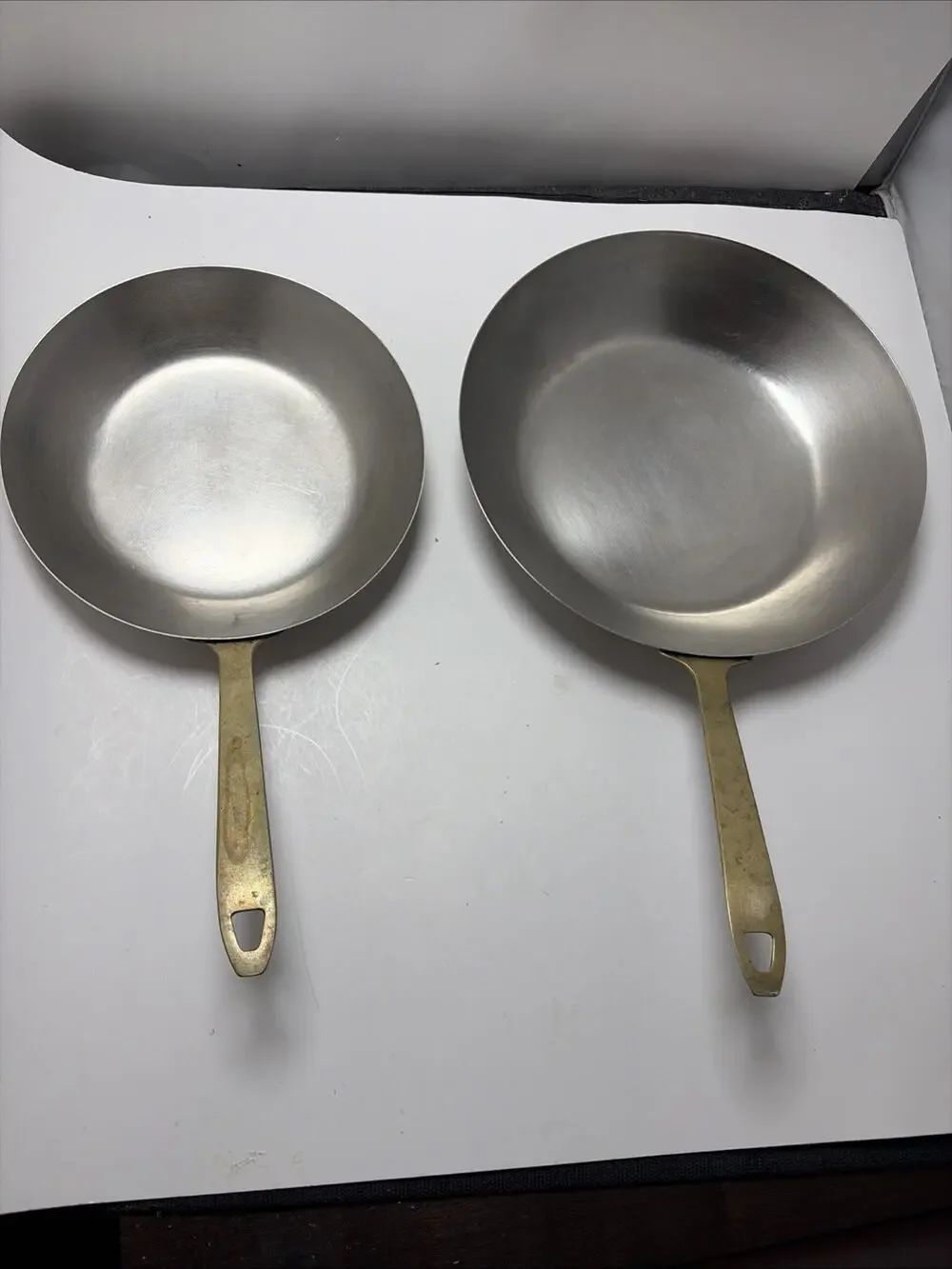 2 Paul Revere Limited Edition 8.5” 10.5” Frying Pan Skillet Made In USA Brass